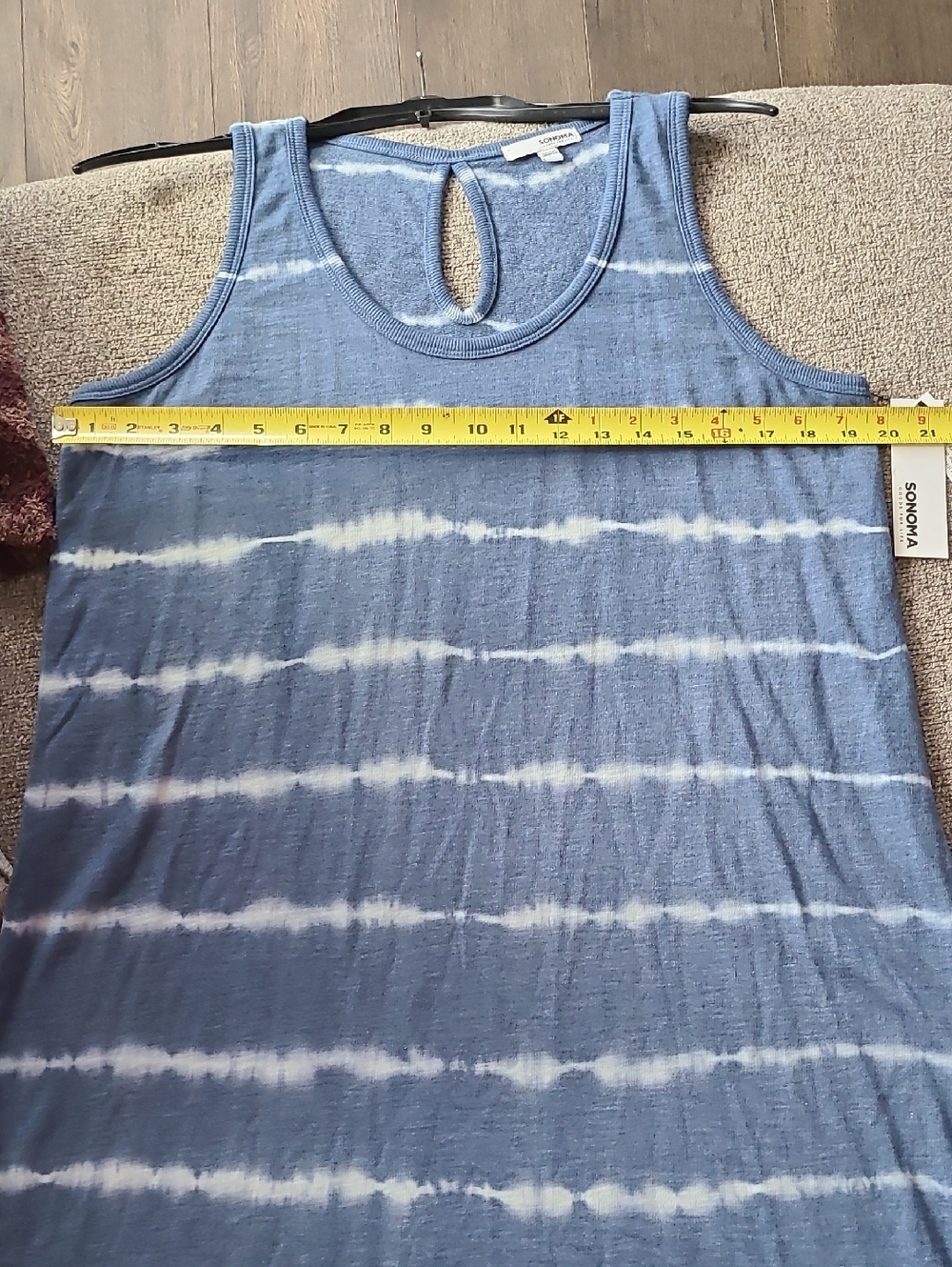Sonoma Blue and White Tie-Dye Keyhole Tank Dress LARGE